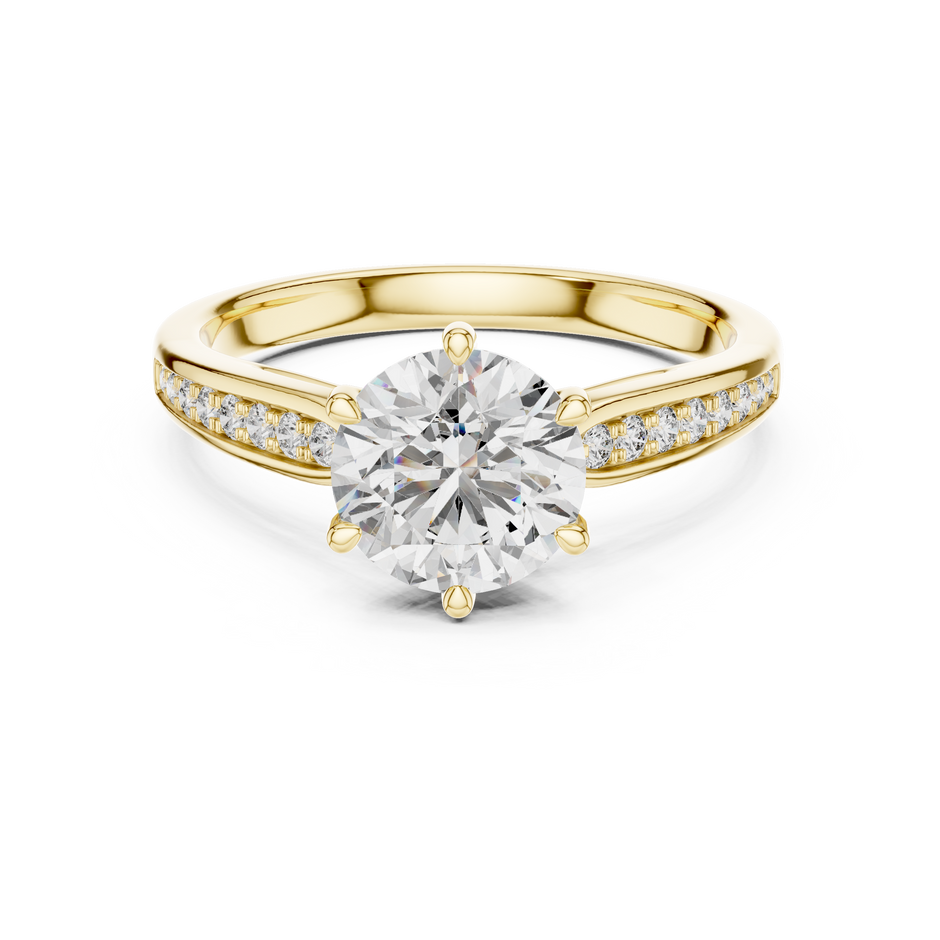 Channel-Set 1ct Round Cut Lab Grown Diamond Engagement Ring with Six-Prong