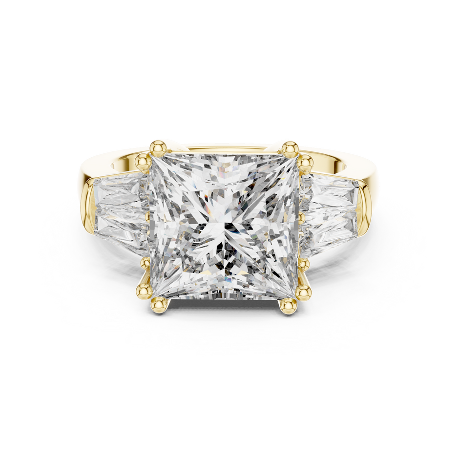 3.5ct Princess Cut Center with Tapered Baguette Side Stones Lab Grown Diamond Three-Stone Engagement