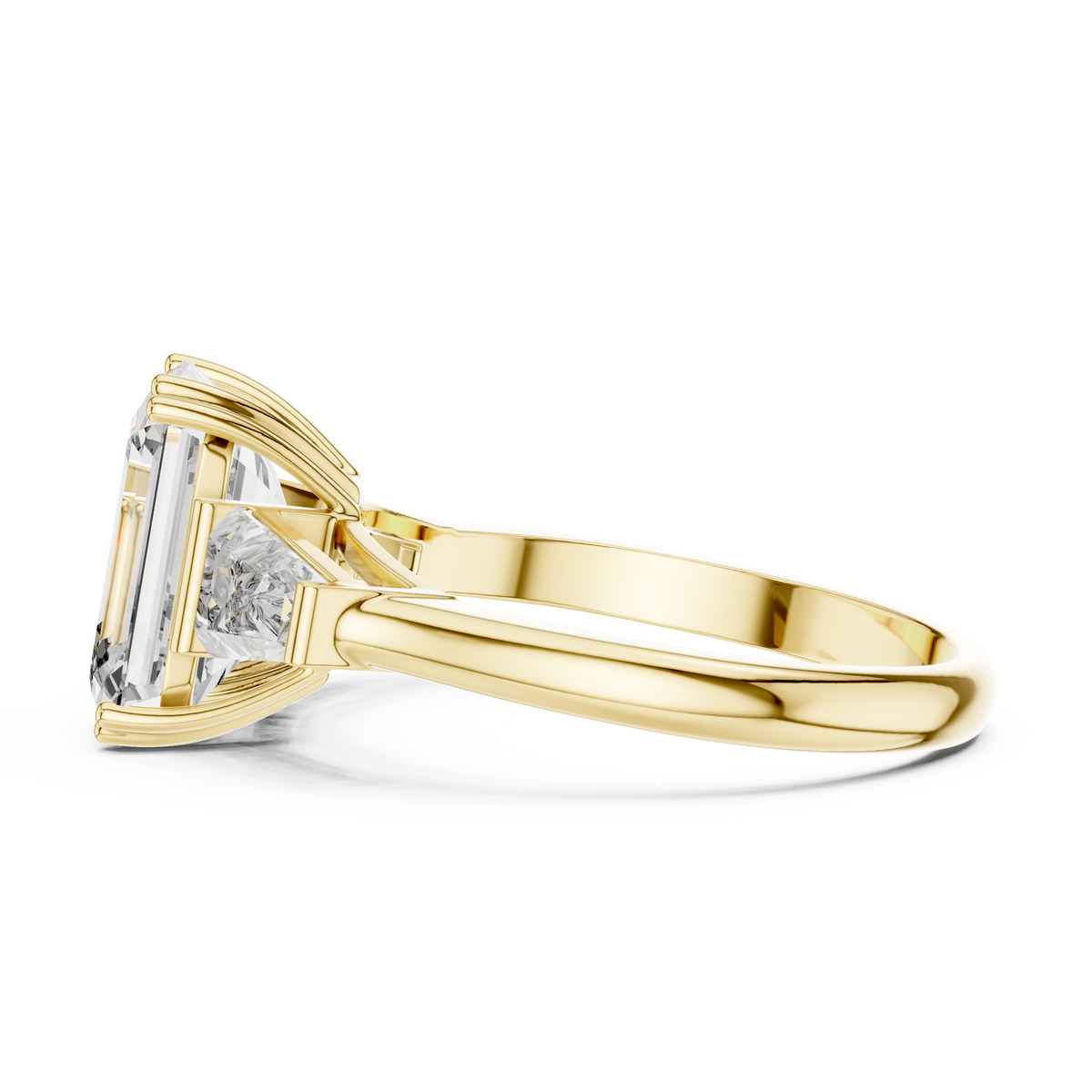 2.5ct Emerald Cut Center with Tapered Baguette Side Stones Lab Grown Diamond Three-Stone Engagement Ring