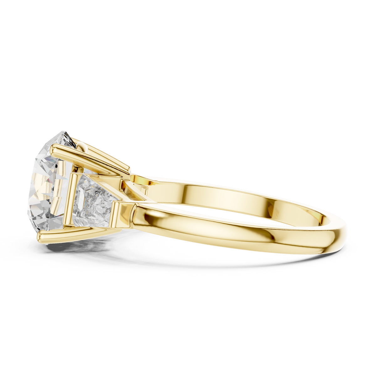 3ct Round Cut Center with Tapered Baguette Side Stones Lab Grown Diamond Three-Stone Engagement Ring
