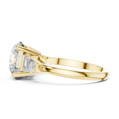3ct Round Cut Center with Tapered Baguette Side Stones Lab Grown Diamond Three-Stone Engagement Ring