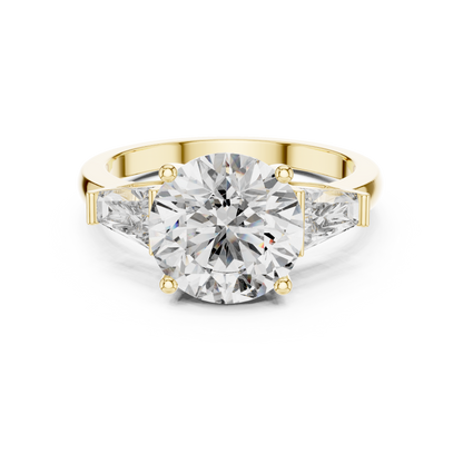 3ct Round Cut Center with Tapered Baguette Side Stones Lab Grown Diamond Three-Stone Engagement Ring