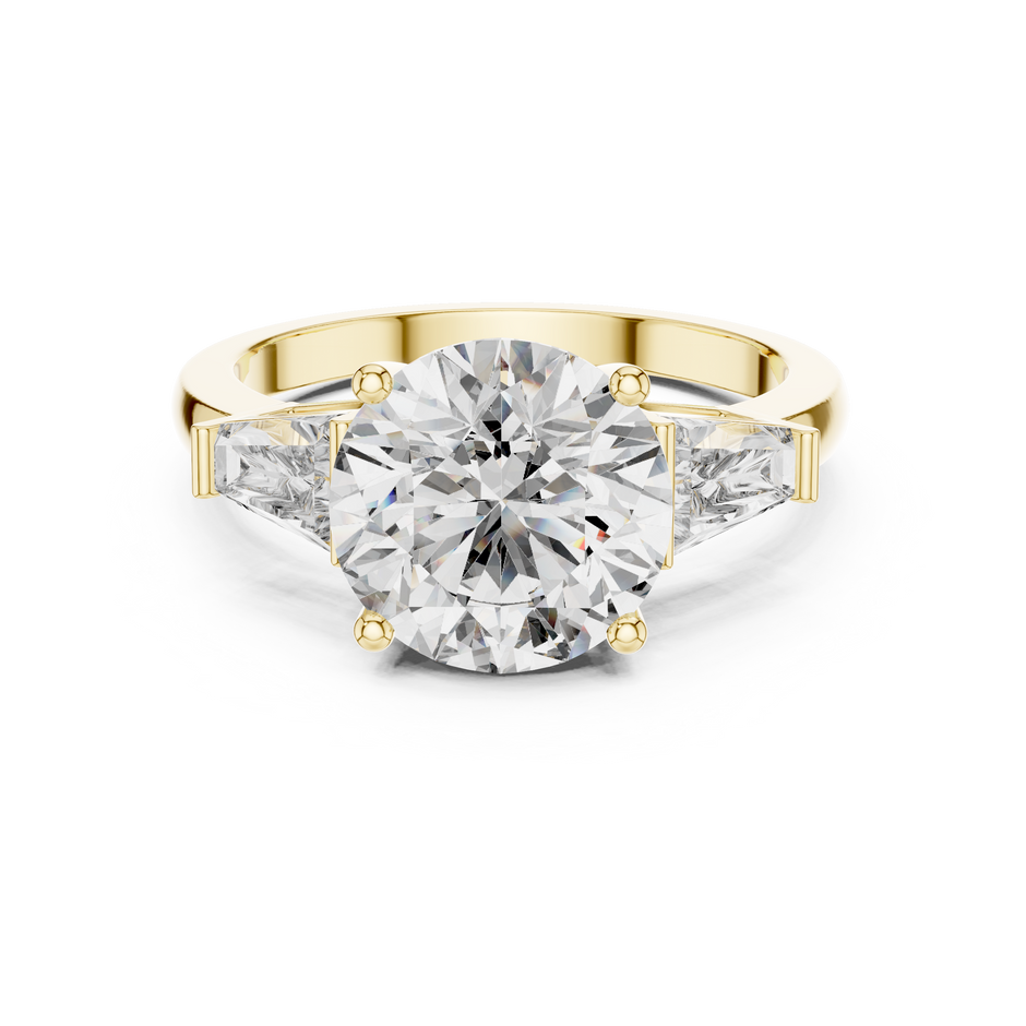 3ct Round Cut Center with Tapered Baguette Side Stones Lab Grown Diamond Three-Stone Engagement Ring