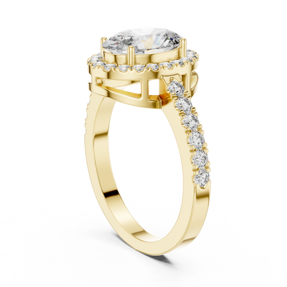 1ct Oval Cut Lab Grown Diamond Halo Engagement Ring with Pavé Band