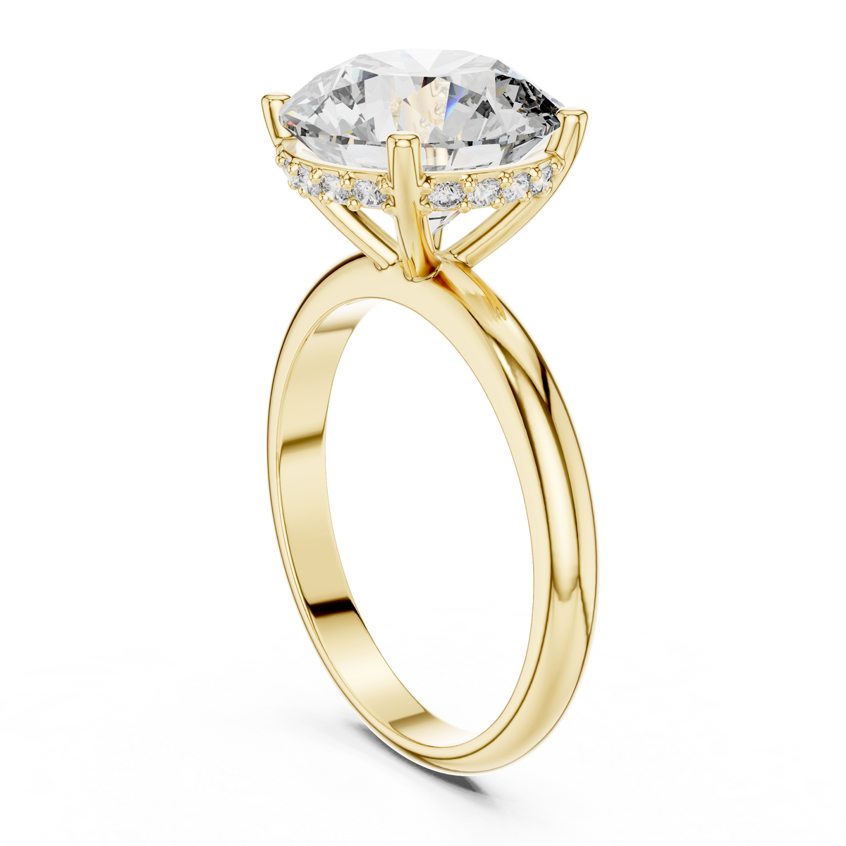 Hidden Halo 4ct Round Cut Lab Grown Diamond Solitaire Engagement Ring
