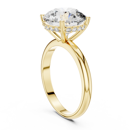 Hidden Halo 4ct Round Cut Lab Grown Diamond Solitaire Engagement Ring