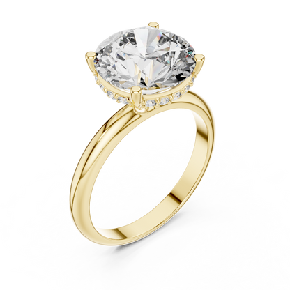 Hidden Halo 4ct Round Cut Lab Grown Diamond Solitaire Engagement Ring