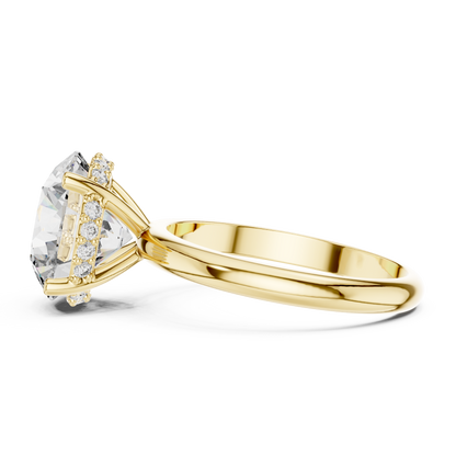Hidden Halo 4ct Round Cut Lab Grown Diamond Solitaire Engagement Ring