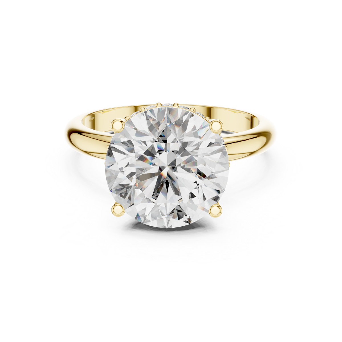 Hidden Halo 4ct Round Cut Lab Grown Diamond Solitaire Engagement Ring