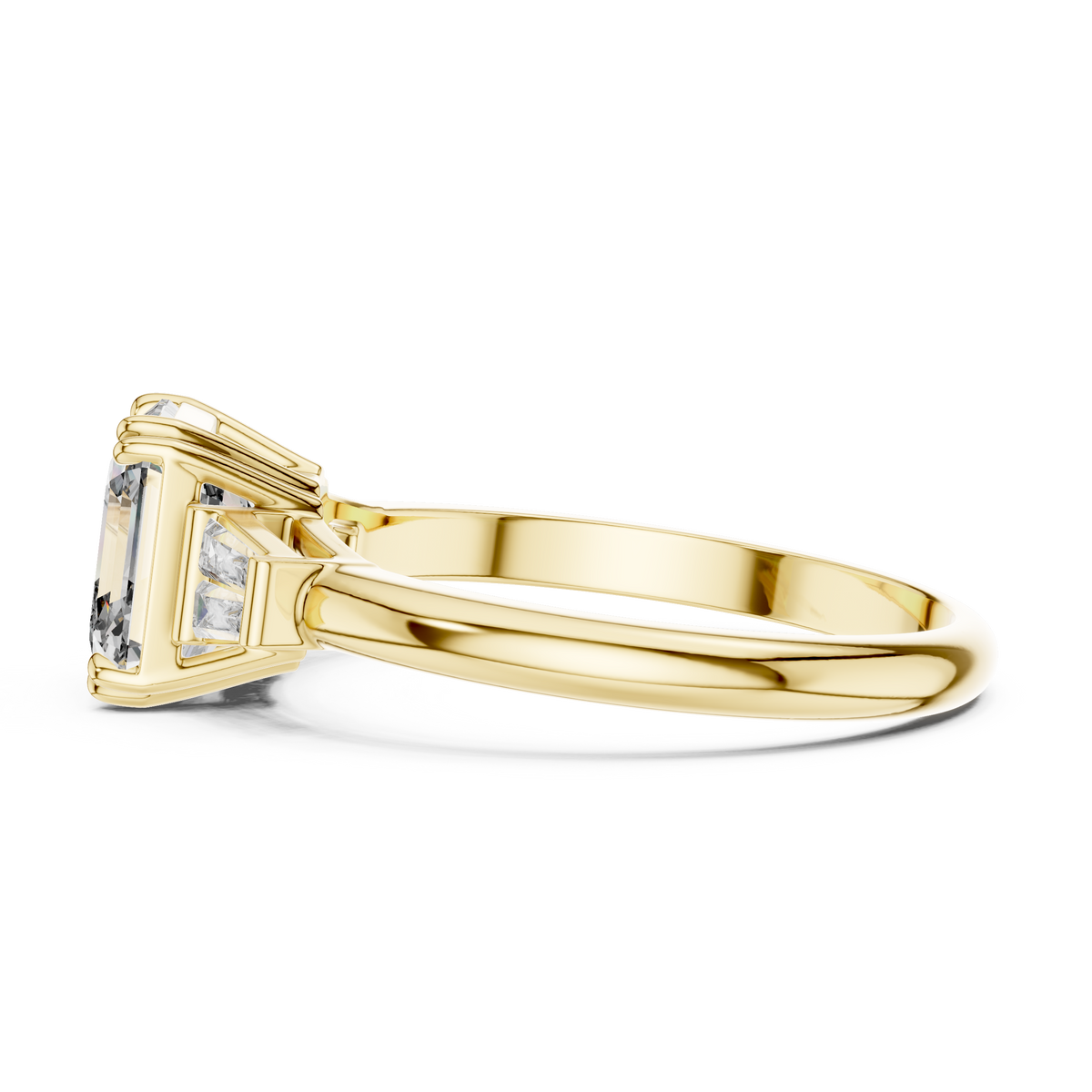 2ct Asscher Cut Center with Tapered Baguette Side Stones Lab Grown Diamond Three-Stone Engagement Ring