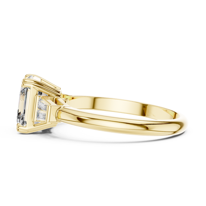 2ct Asscher Cut Center with Tapered Baguette Side Stones Lab Grown Diamond Three-Stone Engagement Ring