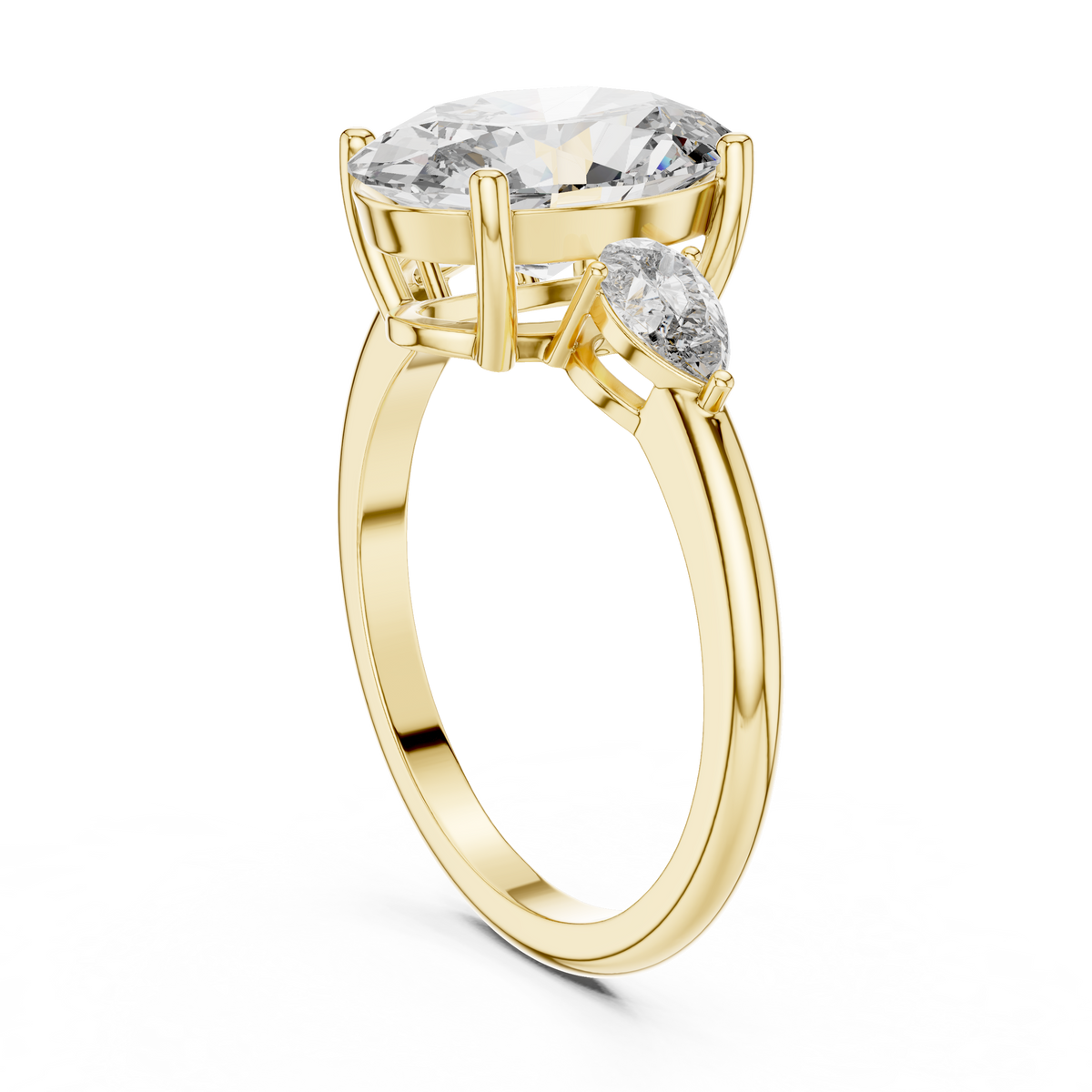 2.75ct Oval Cut Center with Pear Side Stones Lab Grown Diamond Three-Stone Engagement Ring
