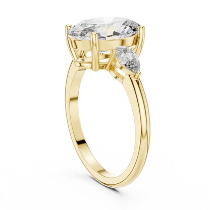 2.75ct Oval Cut Center with Pear Side Stones Lab Grown Diamond Three-Stone Engagement Ring