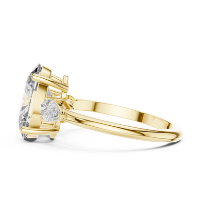 2.75ct Oval Cut Center with Pear Side Stones Lab Grown Diamond Three-Stone Engagement Ring