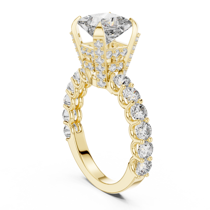 2ct Princess Cut Lab Grown Diamond Engagement Ring with Micro-Pavé Basket and Shared-Prong Band