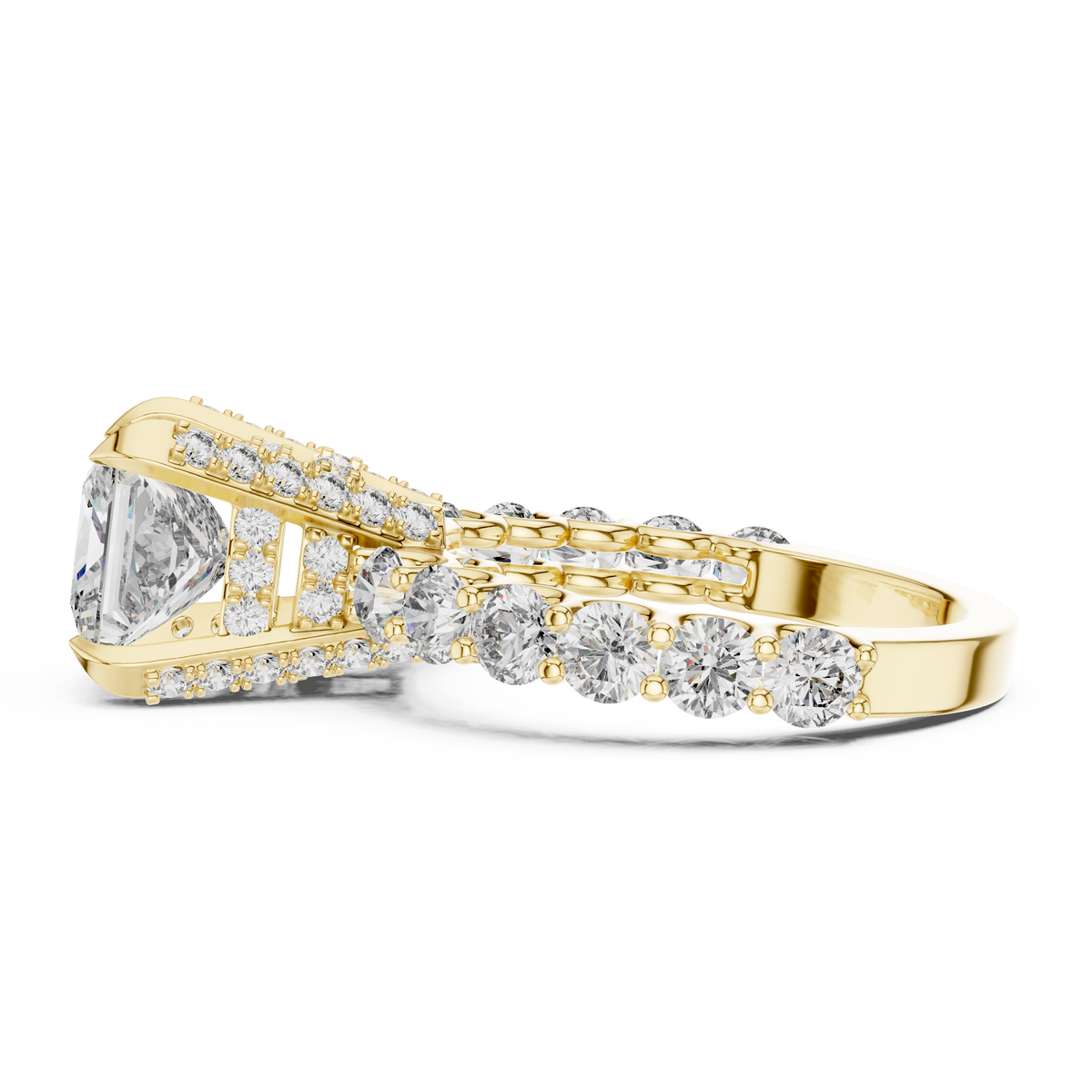 2ct Princess Cut Lab Grown Diamond Engagement Ring with Micro-Pavé Basket and Shared-Prong Band