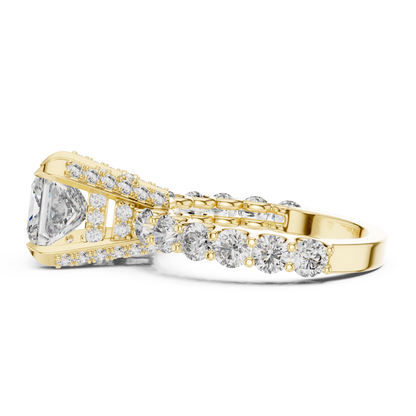 2ct Princess Cut Lab Grown Diamond Engagement Ring with Micro-Pavé Basket and Shared-Prong Band