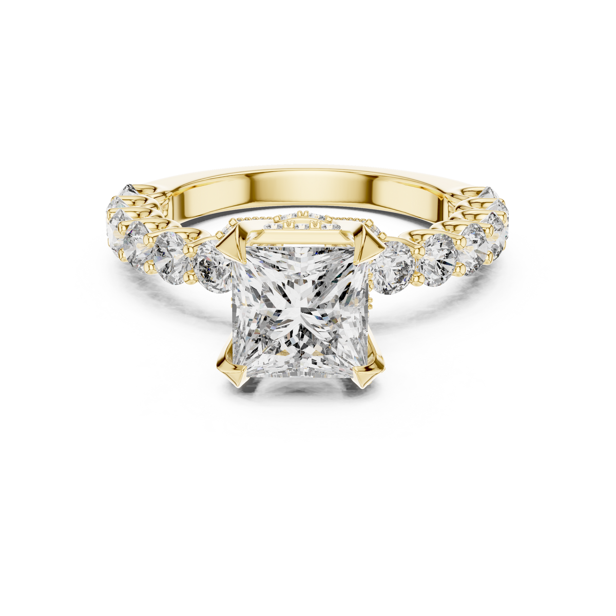 2ct Princess Cut Lab Grown Diamond Engagement Ring with Micro-Pavé Basket and Shared-Prong Band