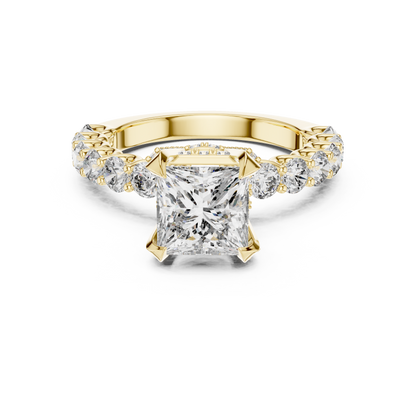 2ct Princess Cut Lab Grown Diamond Engagement Ring with Micro-Pavé Basket and Shared-Prong Band