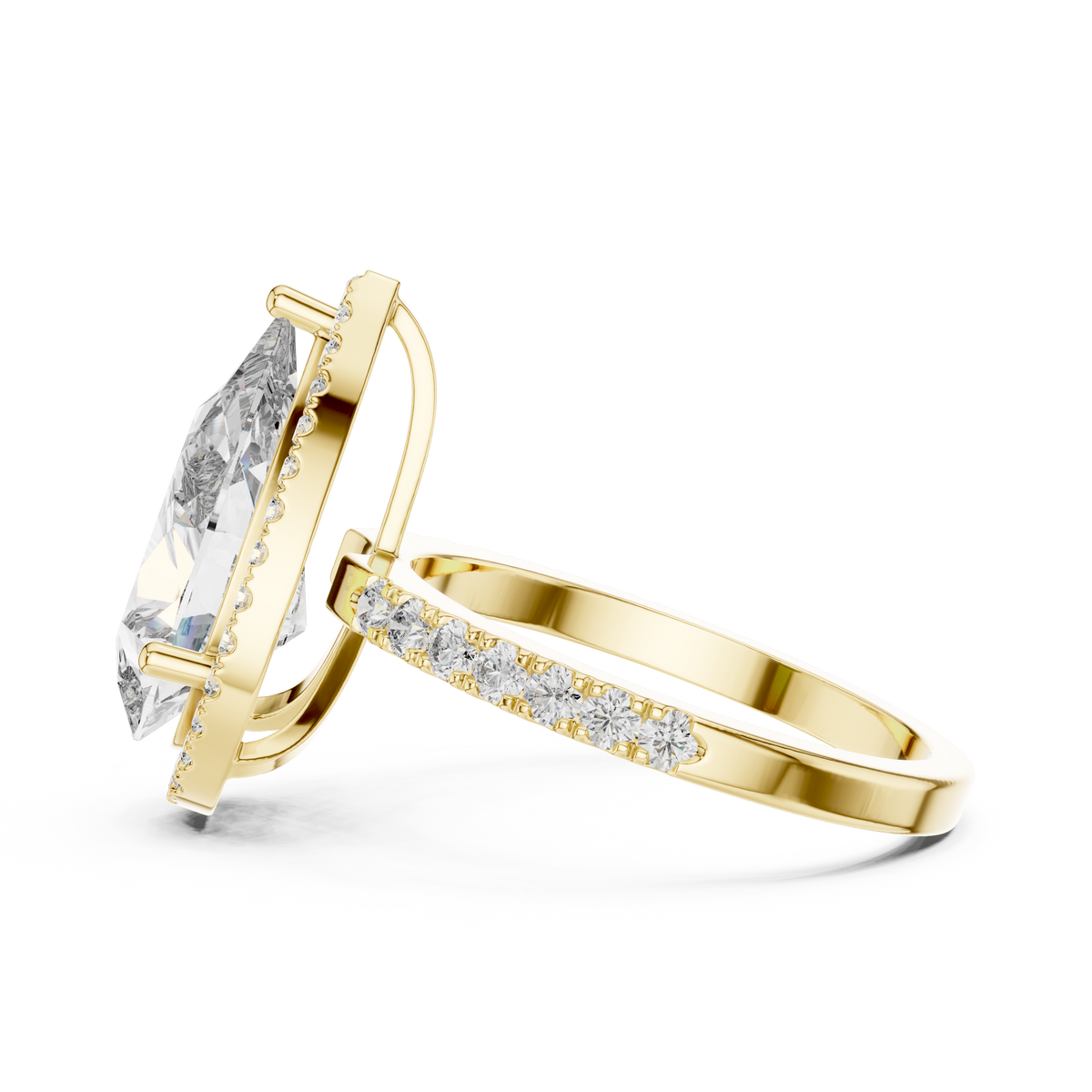 4ct Pear Cut Lab Grown Diamond Halo Engagement Ring with Pavé Band