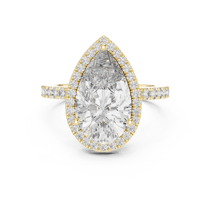 4ct Pear Cut Lab Grown Diamond Halo Engagement Ring with Pavé Band