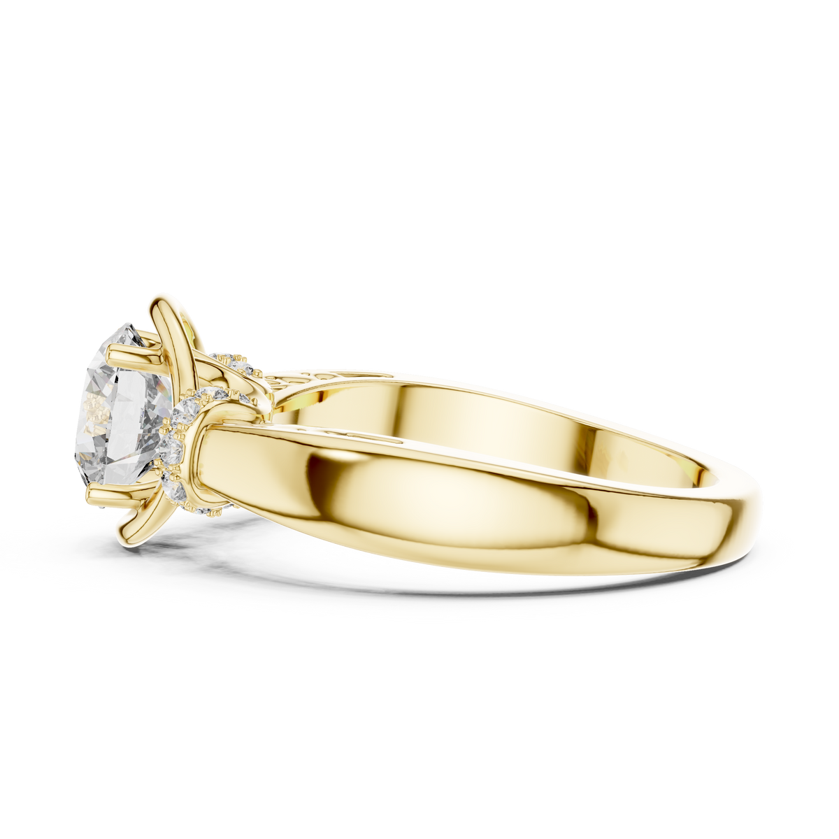 Criss-Cross Bypass 1ct Round Cut Lab Grown Diamond Engagement Ring with Pavé Accents