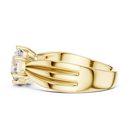 1.25ct Round Cut Lab Grown Diamond Engagement Ring with Fluted Ribbon Shoulders