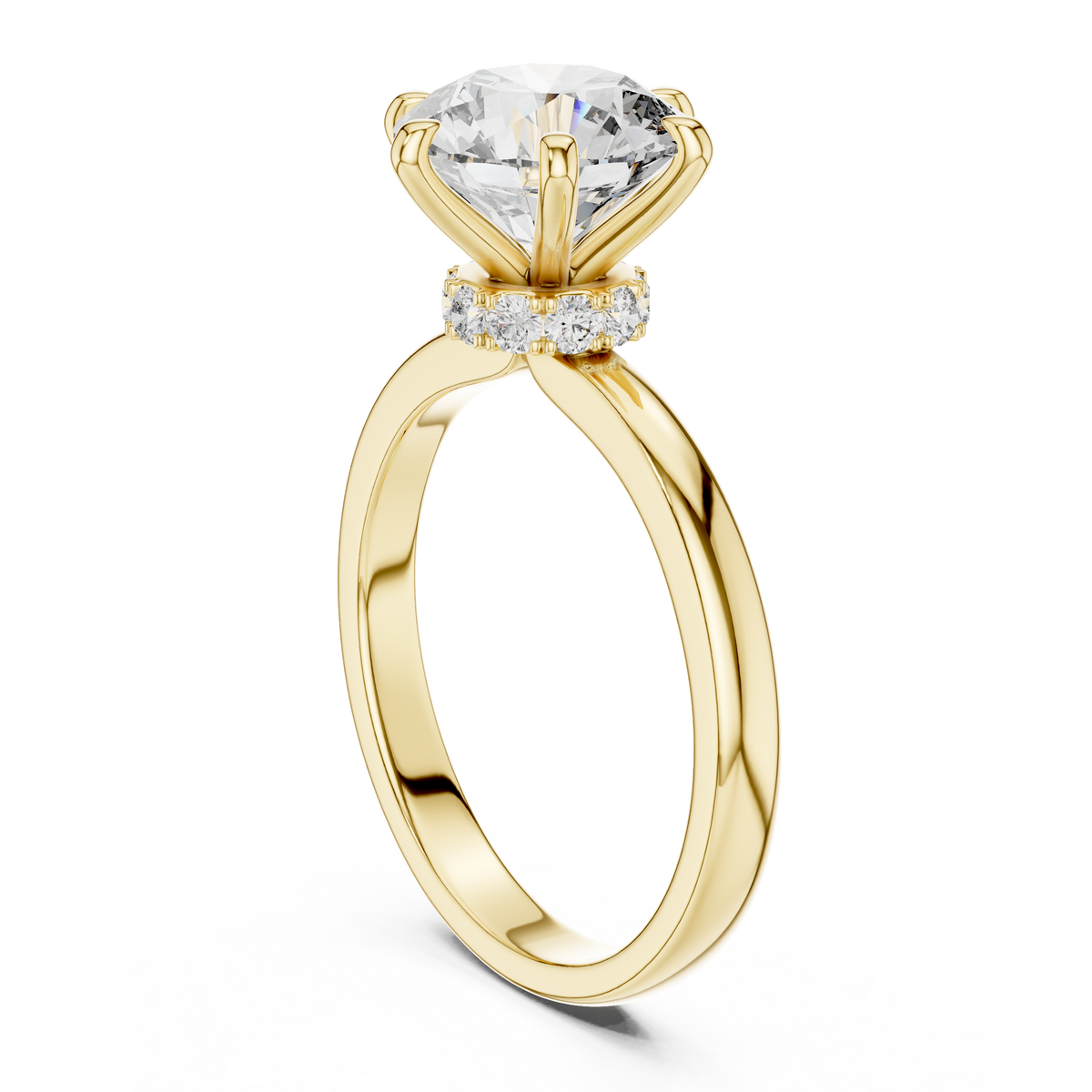 Hidden Halo Six-Prong 2ct Round Cut Lab Grown Diamond Solitaire Engagement Ring