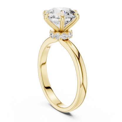 Hidden Halo Six-Prong 2ct Round Cut Lab Grown Diamond Solitaire Engagement Ring