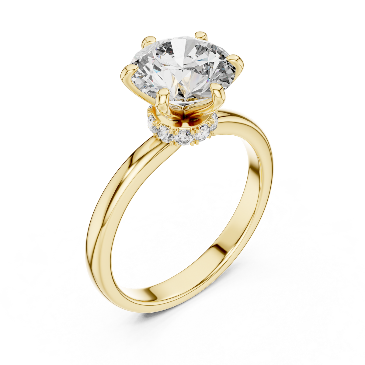 Hidden Halo Six-Prong 2ct Round Cut Lab Grown Diamond Solitaire Engagement Ring