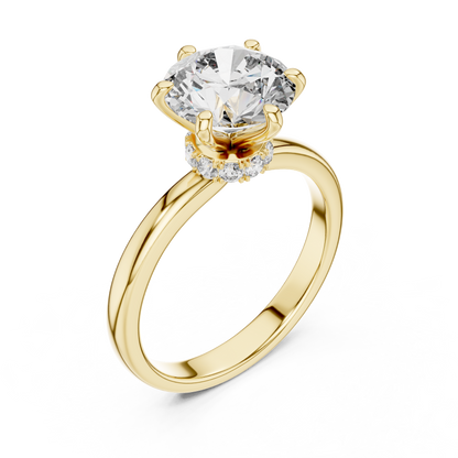 Hidden Halo Six-Prong 2ct Round Cut Lab Grown Diamond Solitaire Engagement Ring