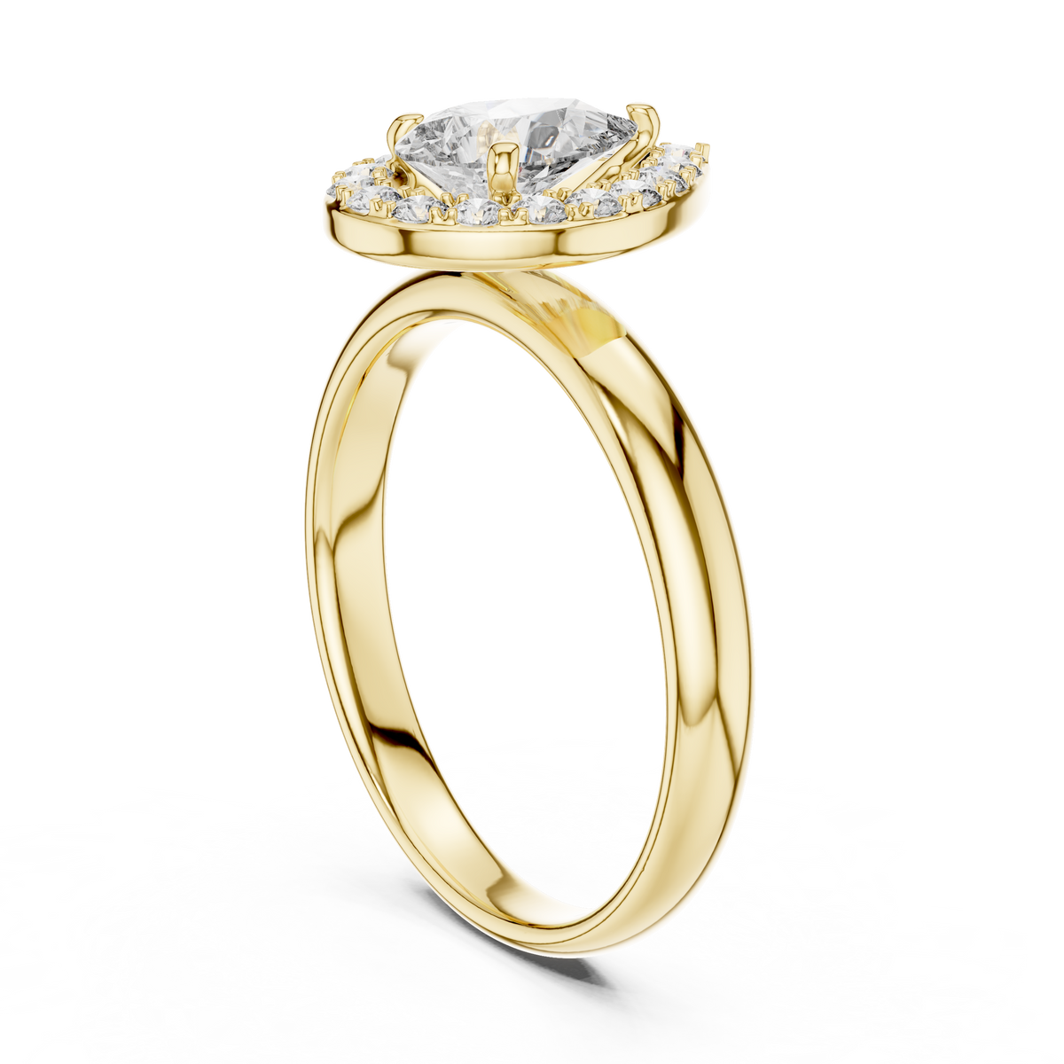 0.70ct Pear Cut Lab Grown Diamond Halo Engagement Ring with Plain Band