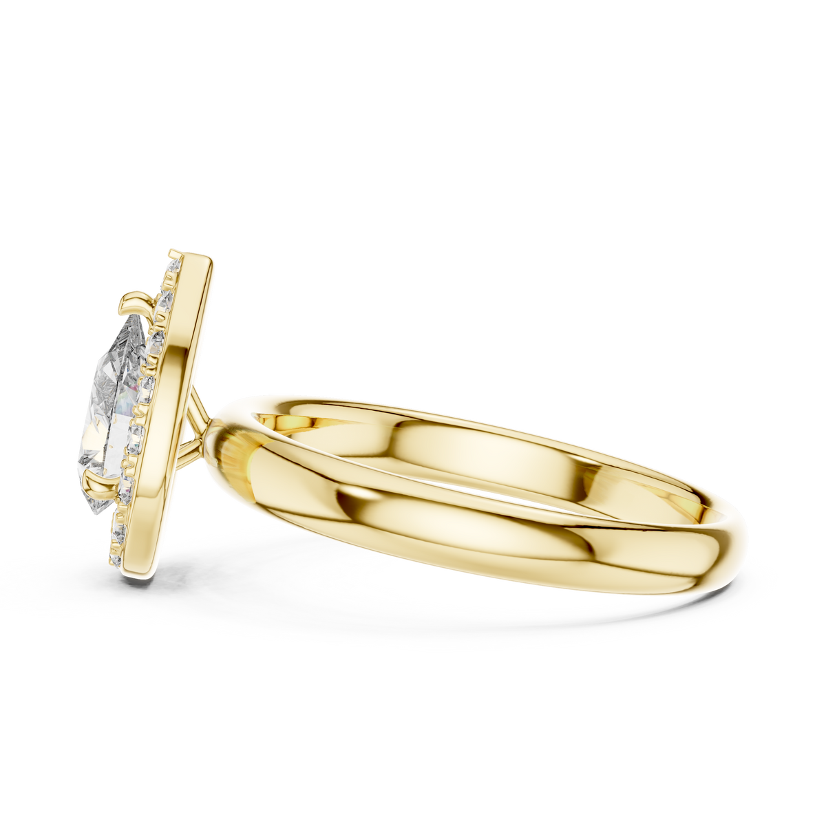 0.70ct Pear Cut Lab Grown Diamond Halo Engagement Ring with Plain Band