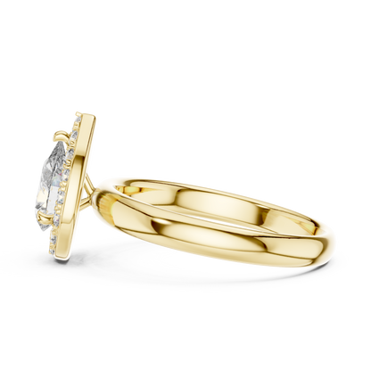 0.70ct Pear Cut Lab Grown Diamond Halo Engagement Ring with Plain Band