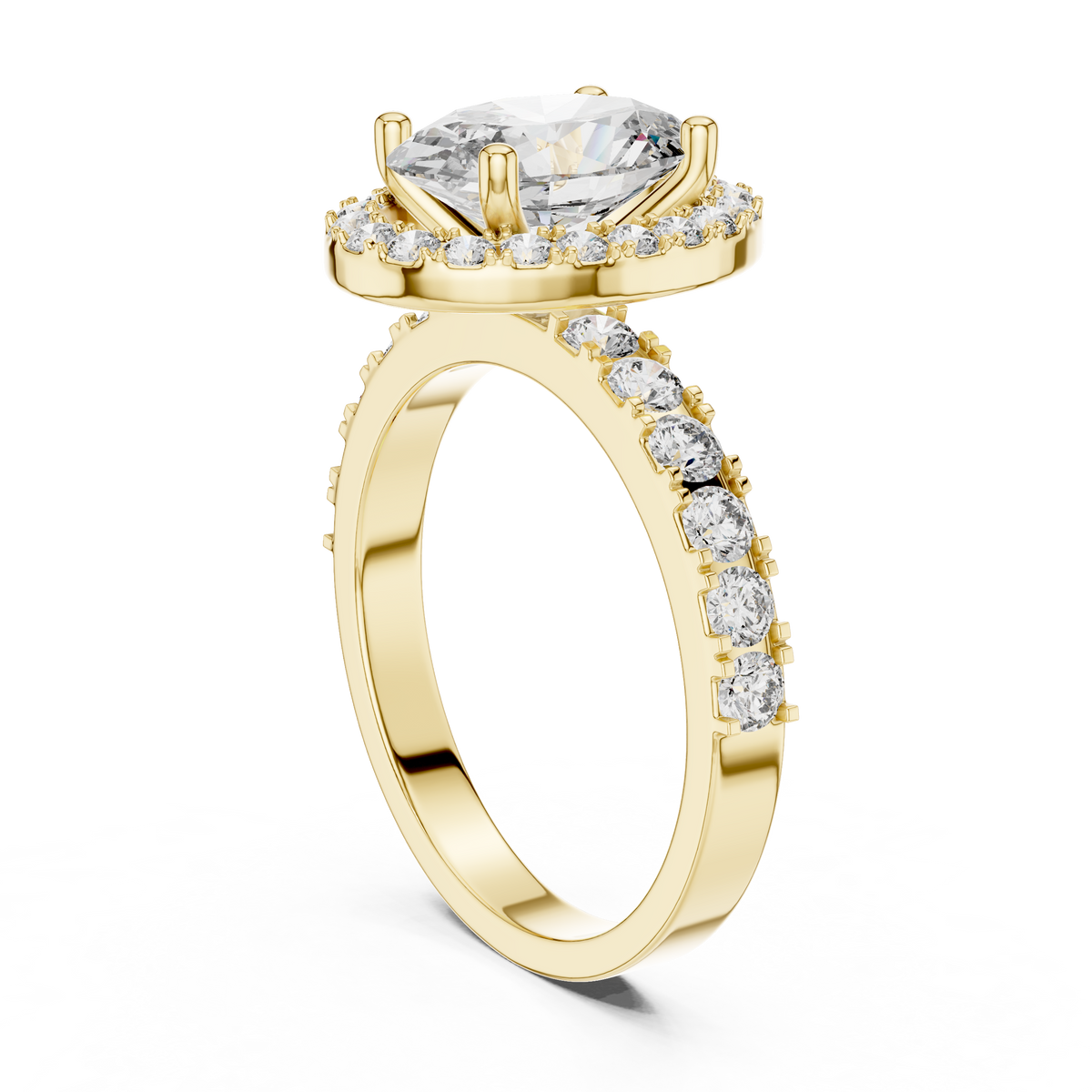 1.50ct Oval Cut Lab Grown Diamond Halo Engagement Ring with Accent Band