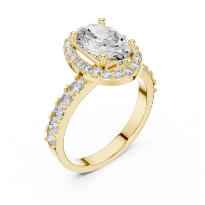 1.50ct Oval Cut Lab Grown Diamond Halo Engagement Ring with Accent Band