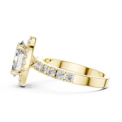 1.50ct Oval Cut Lab Grown Diamond Halo Engagement Ring with Accent Band