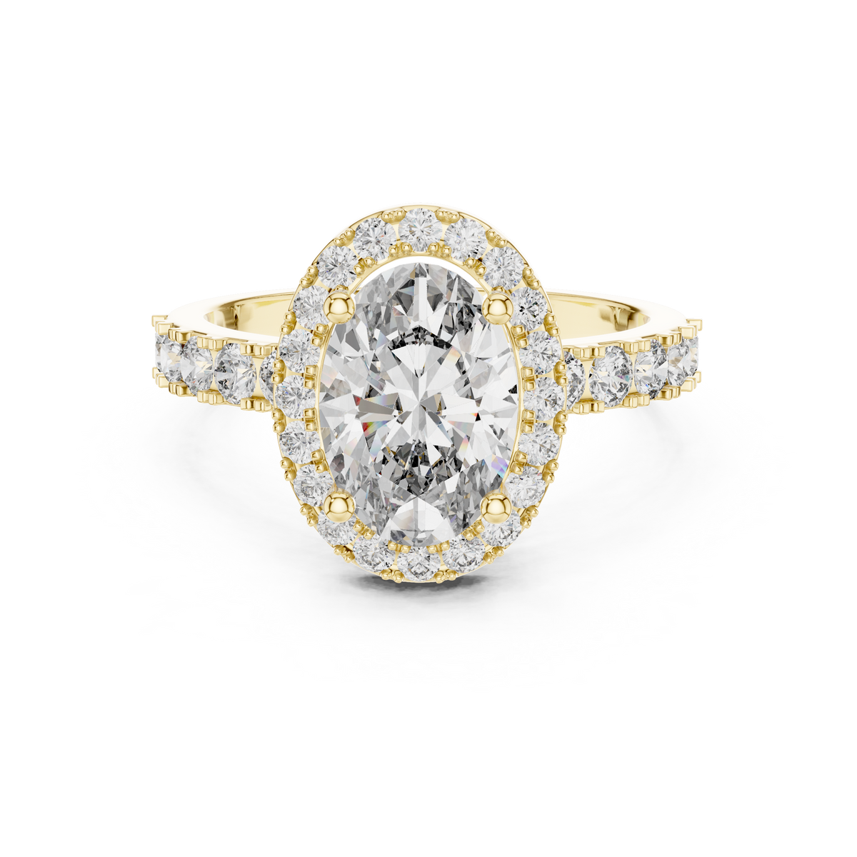 1.50ct Oval Cut Lab Grown Diamond Halo Engagement Ring with Accent Band
