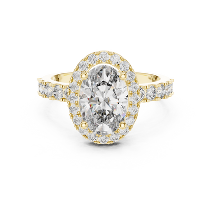 1.50ct Oval Cut Lab Grown Diamond Halo Engagement Ring with Accent Band