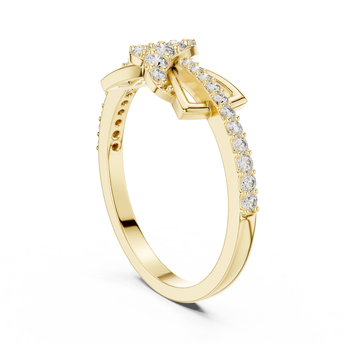 Geometric Ribbon Pave Lab Grown Diamond Ring