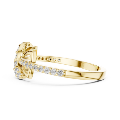Geometric Ribbon Pave Lab Grown Diamond Ring