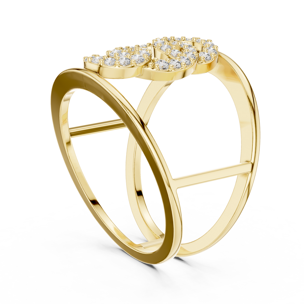 Sculptural Openwork Multi-Band Pave Lab Grown Diamond Ring