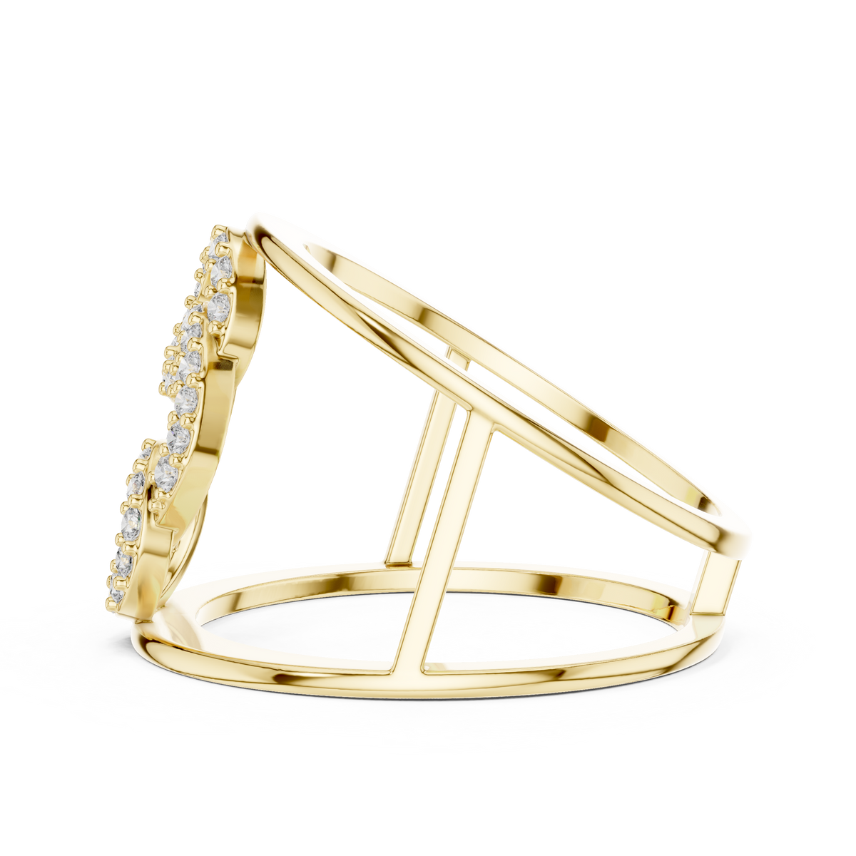 Sculptural Openwork Multi-Band Pave Lab Grown Diamond Ring