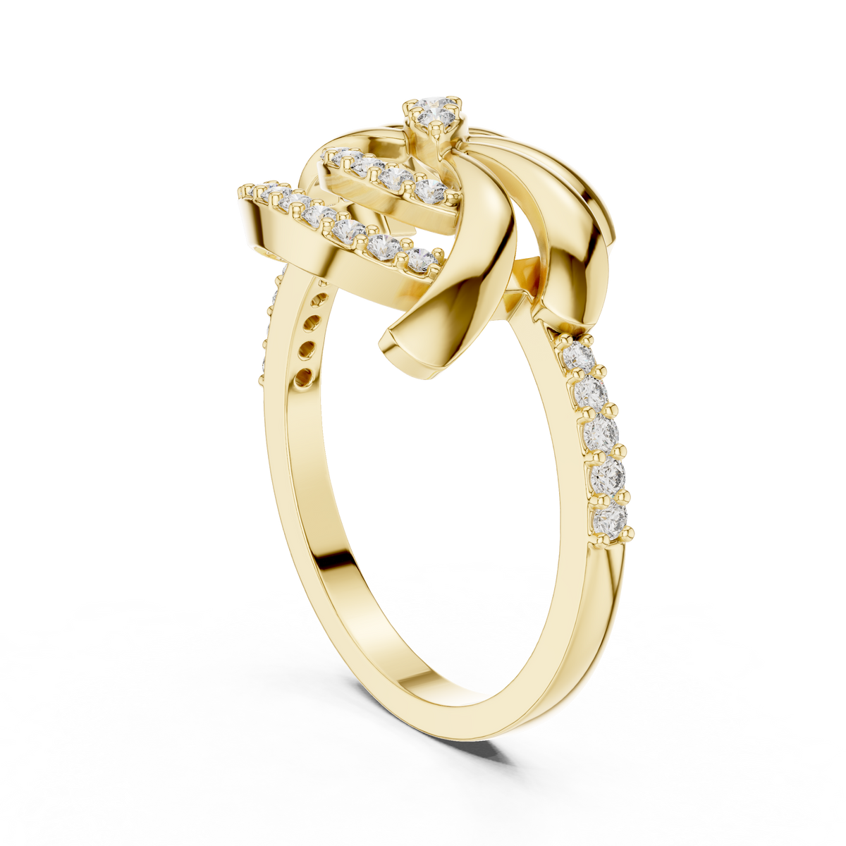 Asymmetric Sunburst & Ribbon Statement Lab Grown Diamond Ring
