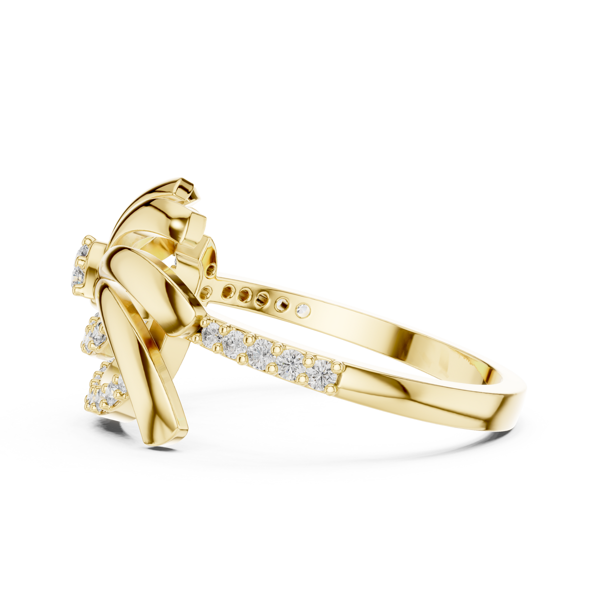Asymmetric Sunburst & Ribbon Statement Lab Grown Diamond Ring