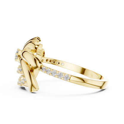 Asymmetric Sunburst & Ribbon Statement Lab Grown Diamond Ring