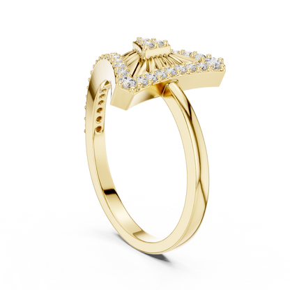 Triangular Sunburst Pave Lab Grown Diamond Cocktail Ring