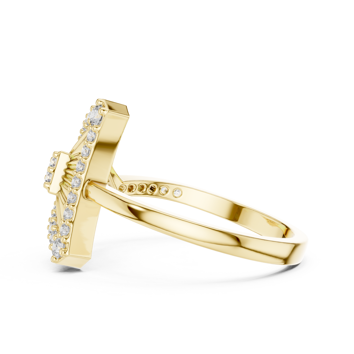 Triangular Sunburst Pave Lab Grown Diamond Cocktail Ring