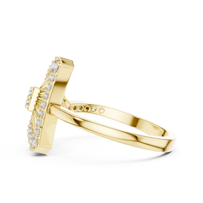 Triangular Sunburst Pave Lab Grown Diamond Cocktail Ring