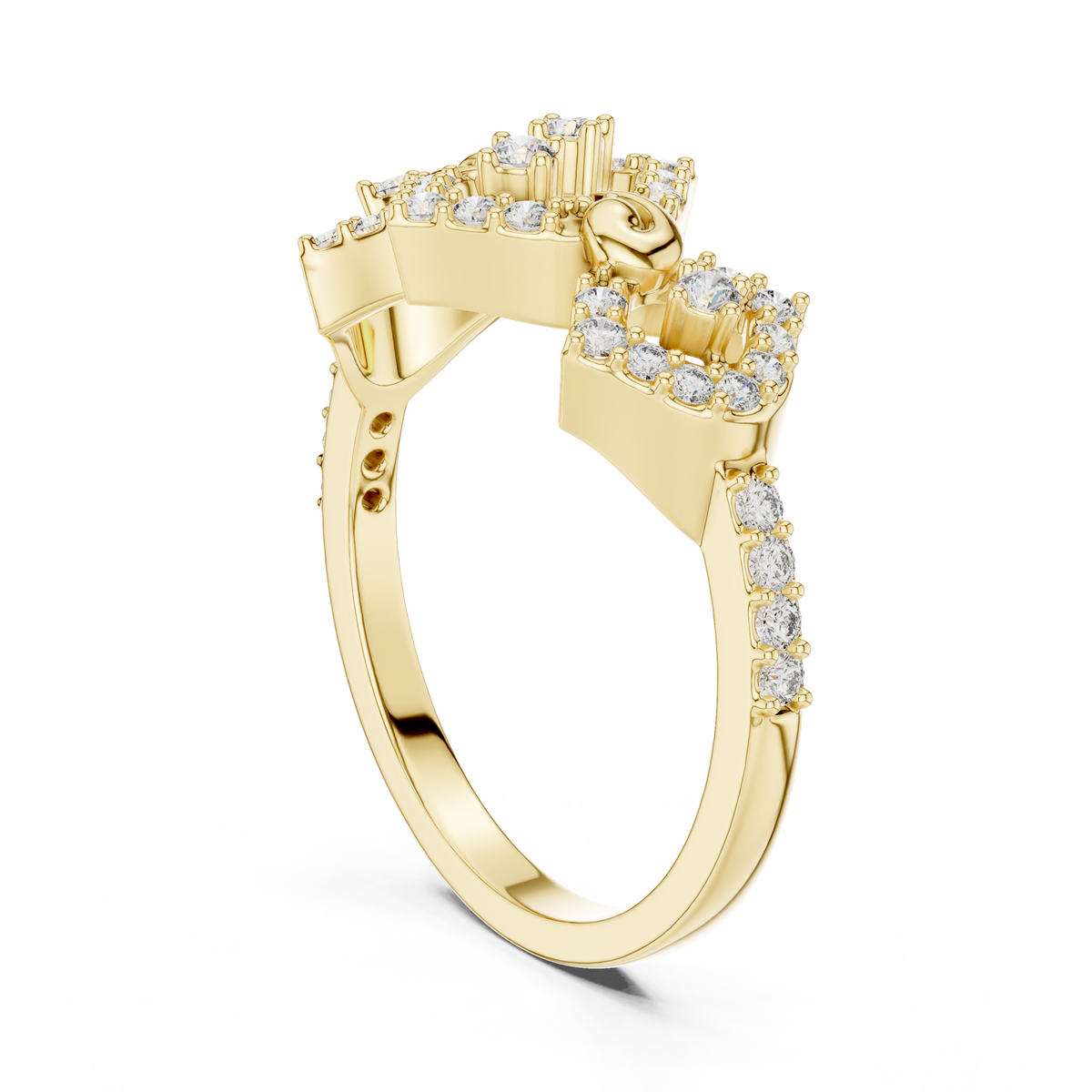 Triple Geometric Cluster Pave Lab Grown Diamond Ring